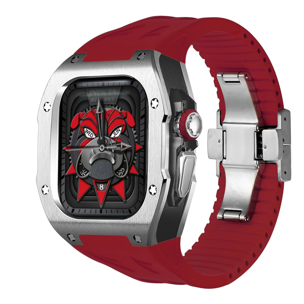 Kit de modification de boîtier en titane pour Apple Watch Ultra avec bracelet en caoutchouc fluoré