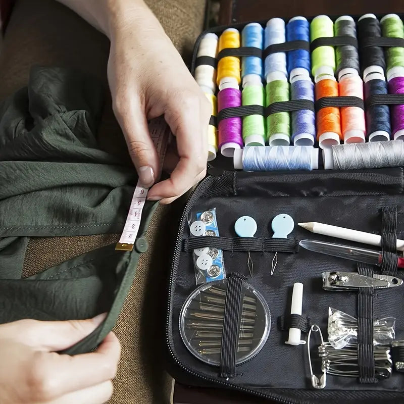 Multicolor Sewing Kit With Case For Everyday Clothing Fixes