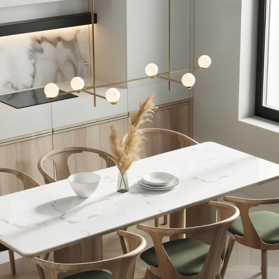 Trio Globe Glass Pendant Light With Slim Iron Rod For Warm Modern Interiors