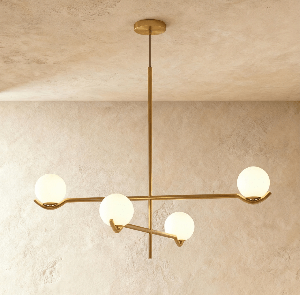 Trio Globe Glass Pendant Light With Slim Iron Rod For Warm Modern Interiors