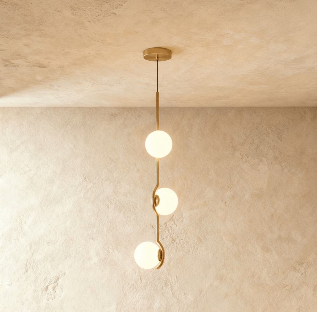 Trio Globe Glass Pendant Light With Slim Iron Rod For Warm Modern Interiors