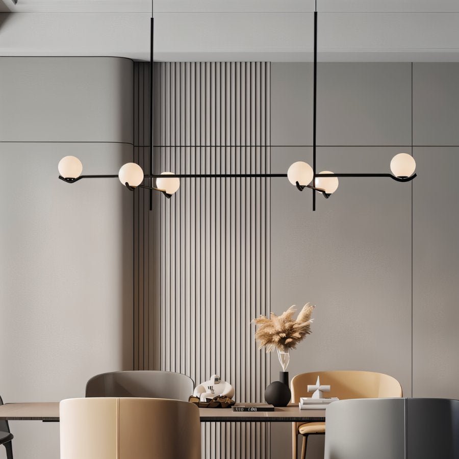 Trio Globe Glass Pendant Light With Slim Iron Rod For Warm Modern Interiors