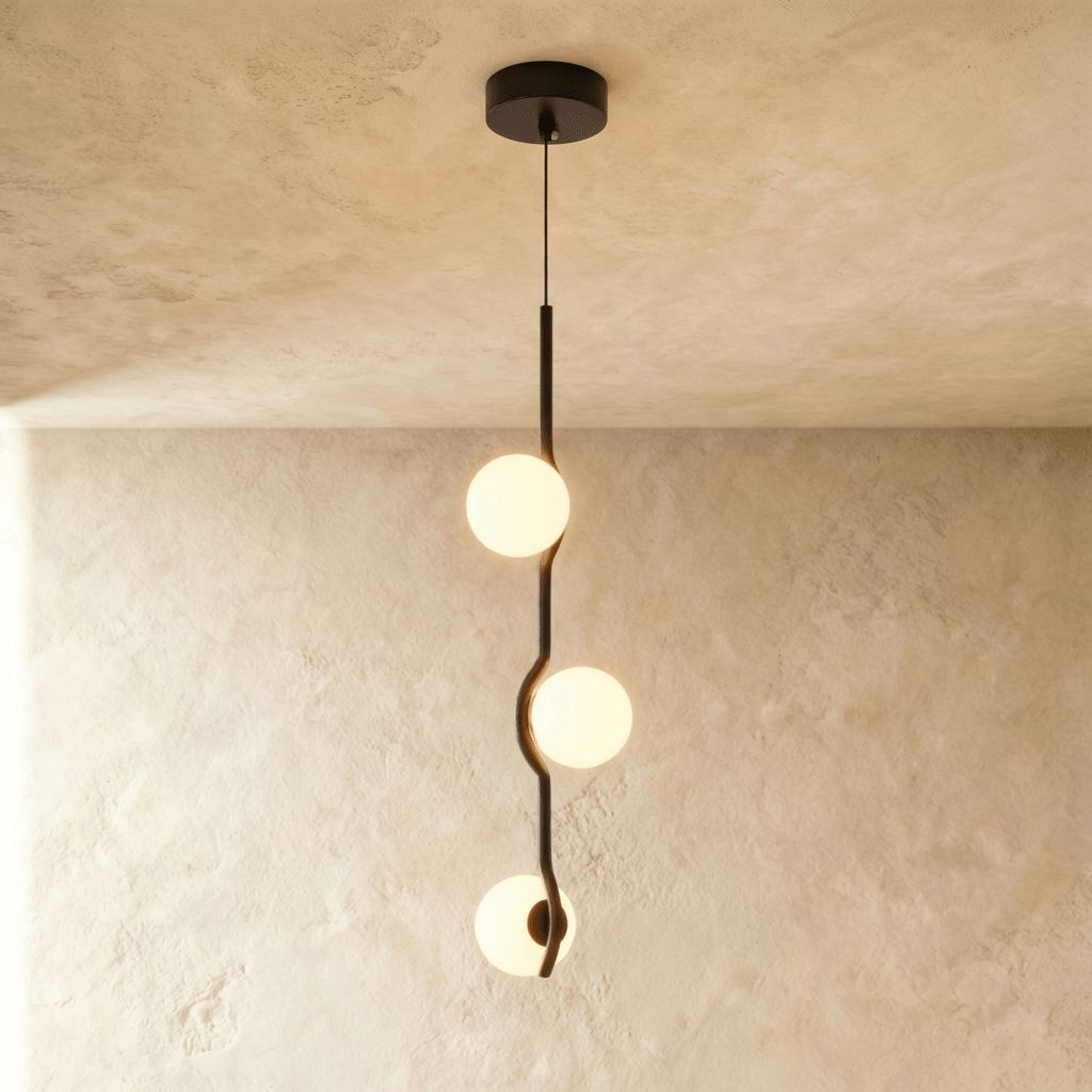 Trio Globe Glass Pendant Light With Slim Iron Rod For Warm Modern Interiors