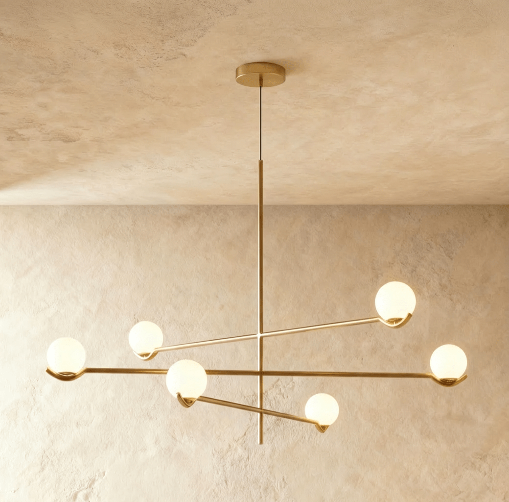 Trio Globe Glass Pendant Light With Slim Iron Rod For Warm Modern Interiors