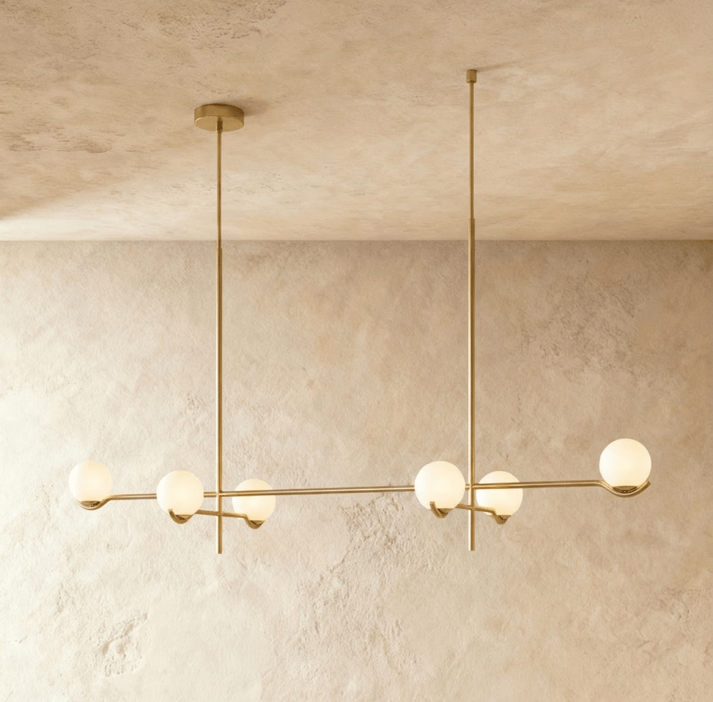 Trio Globe Glass Pendant Light With Slim Iron Rod For Warm Modern Interiors
