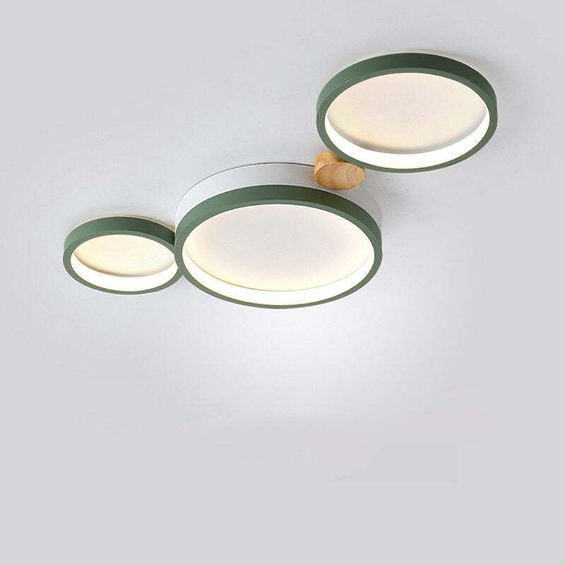 NovaLumen Metal and Wood Ceiling Light, 3 to 7 Lamps, White, Gray or Green