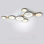 NovaLumen Metal and Wood Ceiling Light, 3 to 7 Lamps, White, Gray or Green