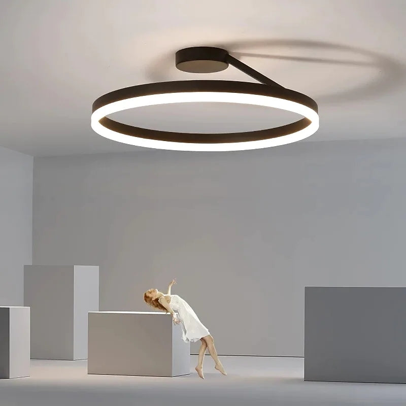 LumaAura Gold-Finish LED Ceiling Light, Black or White Trim, 2 Sizes