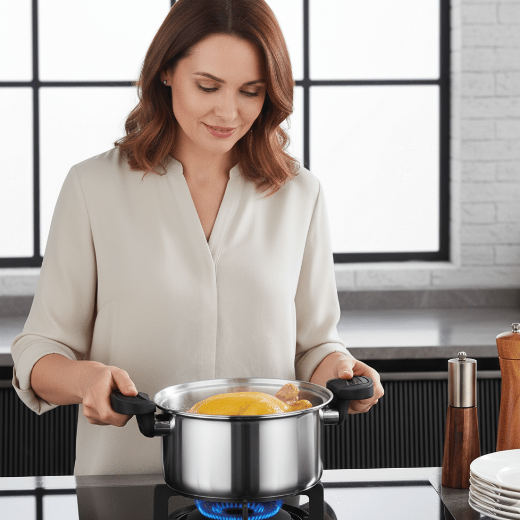 Panela de Pressão Compacta em Aço Inoxidável para Refeições Rápidas em Qualquer Lugar - Fioriscas