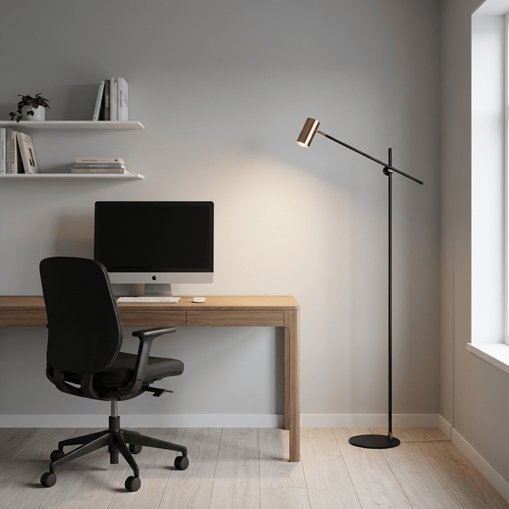 LumaArc Steel Floor Lamp With Adjustable Arm For Contemporary Spaces