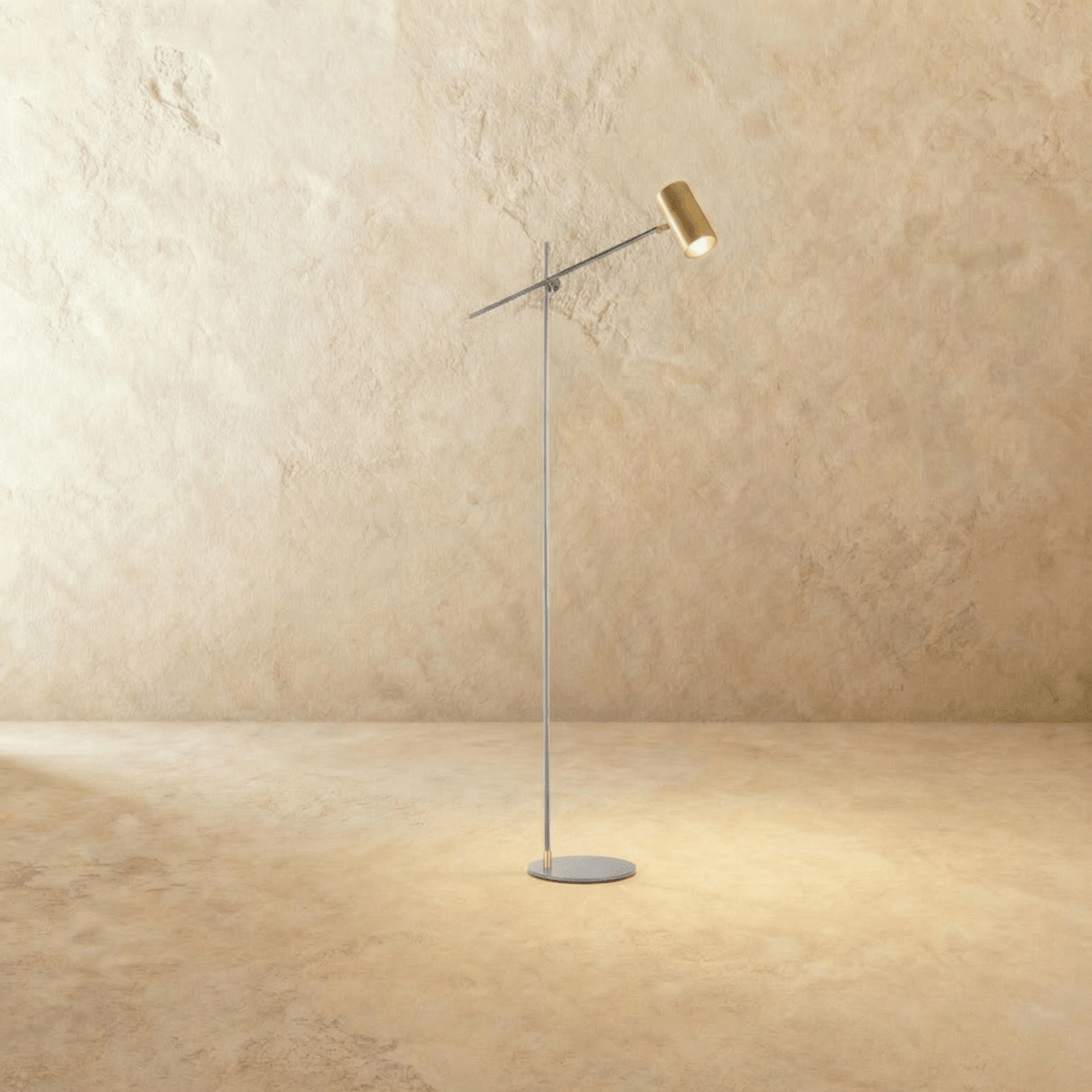LumaArc Steel Floor Lamp With Adjustable Arm For Contemporary Spaces