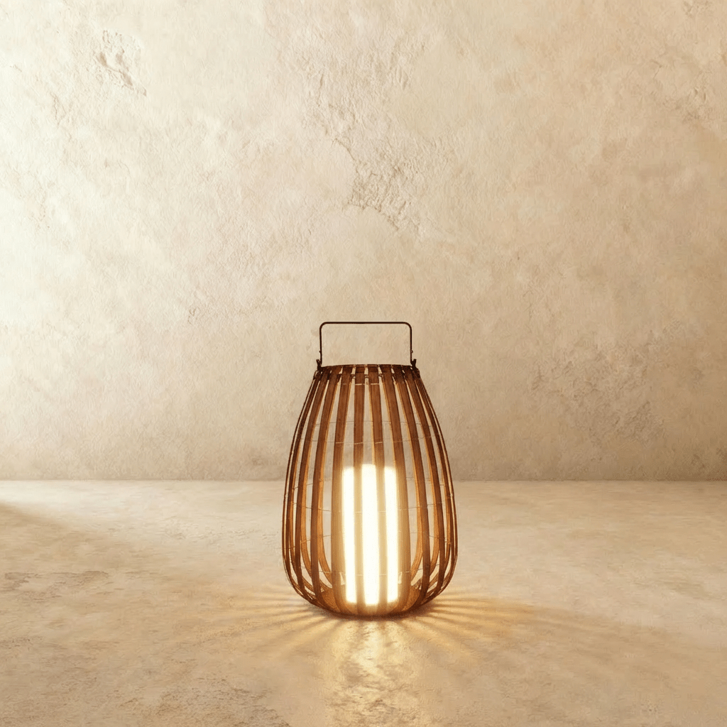 Luxe Rattan Outdoor Lantern With Portable Stainless Steel Handle