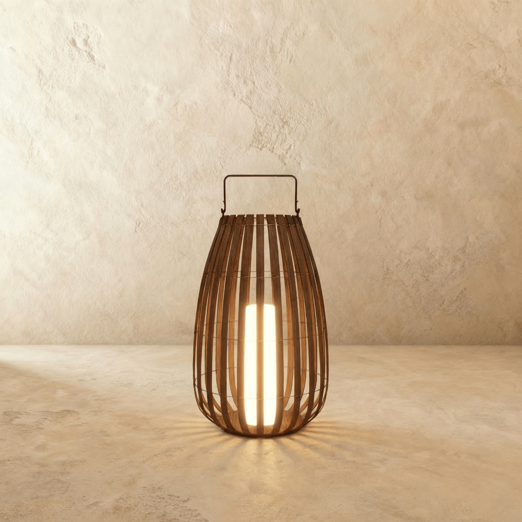 Luxe Rattan Outdoor Lantern With Portable Stainless Steel Handle