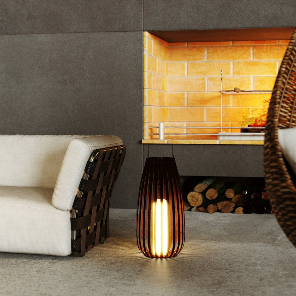 Luxe Rattan Outdoor Lantern With Portable Stainless Steel Handle