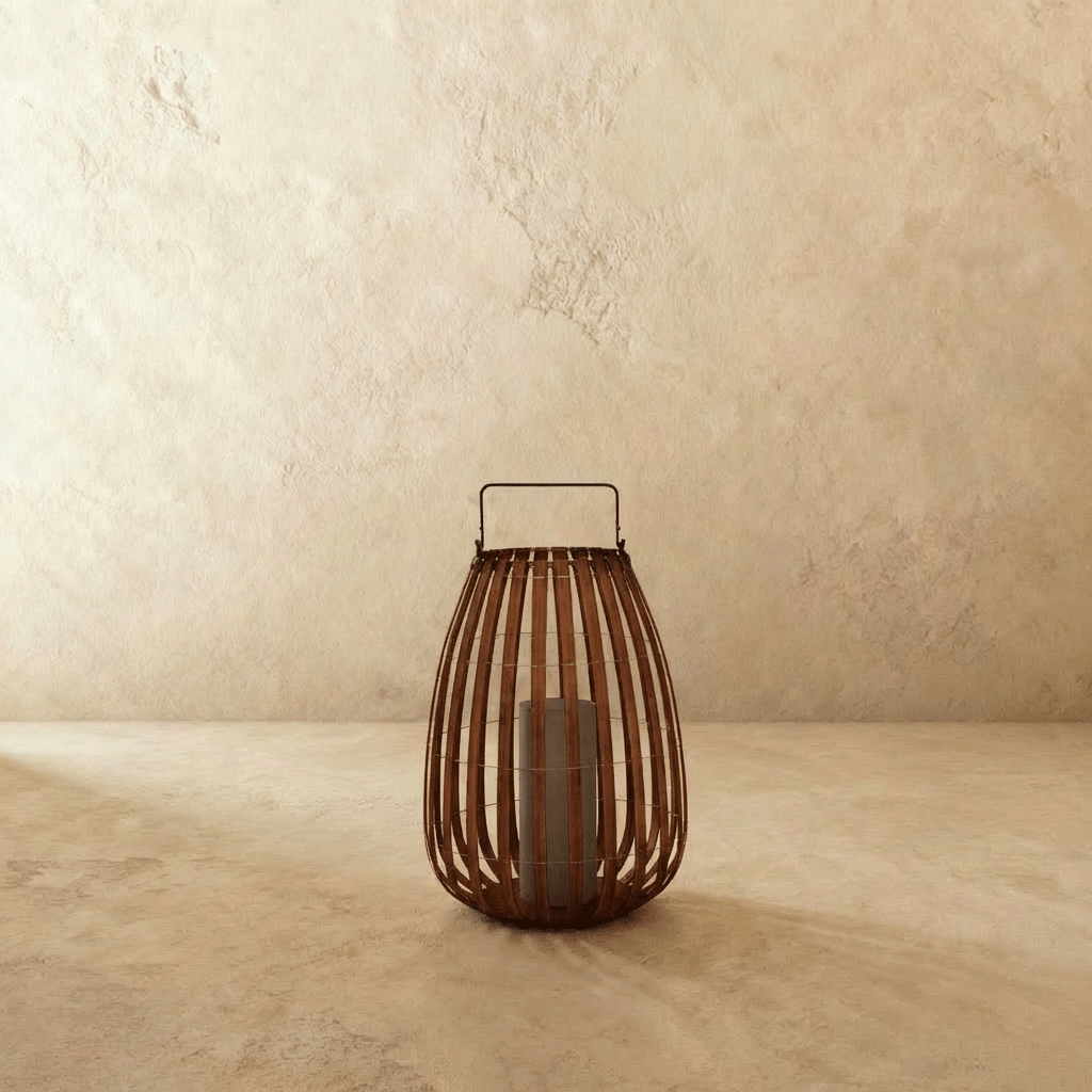 Luxe Rattan Outdoor Lantern With Portable Stainless Steel Handle