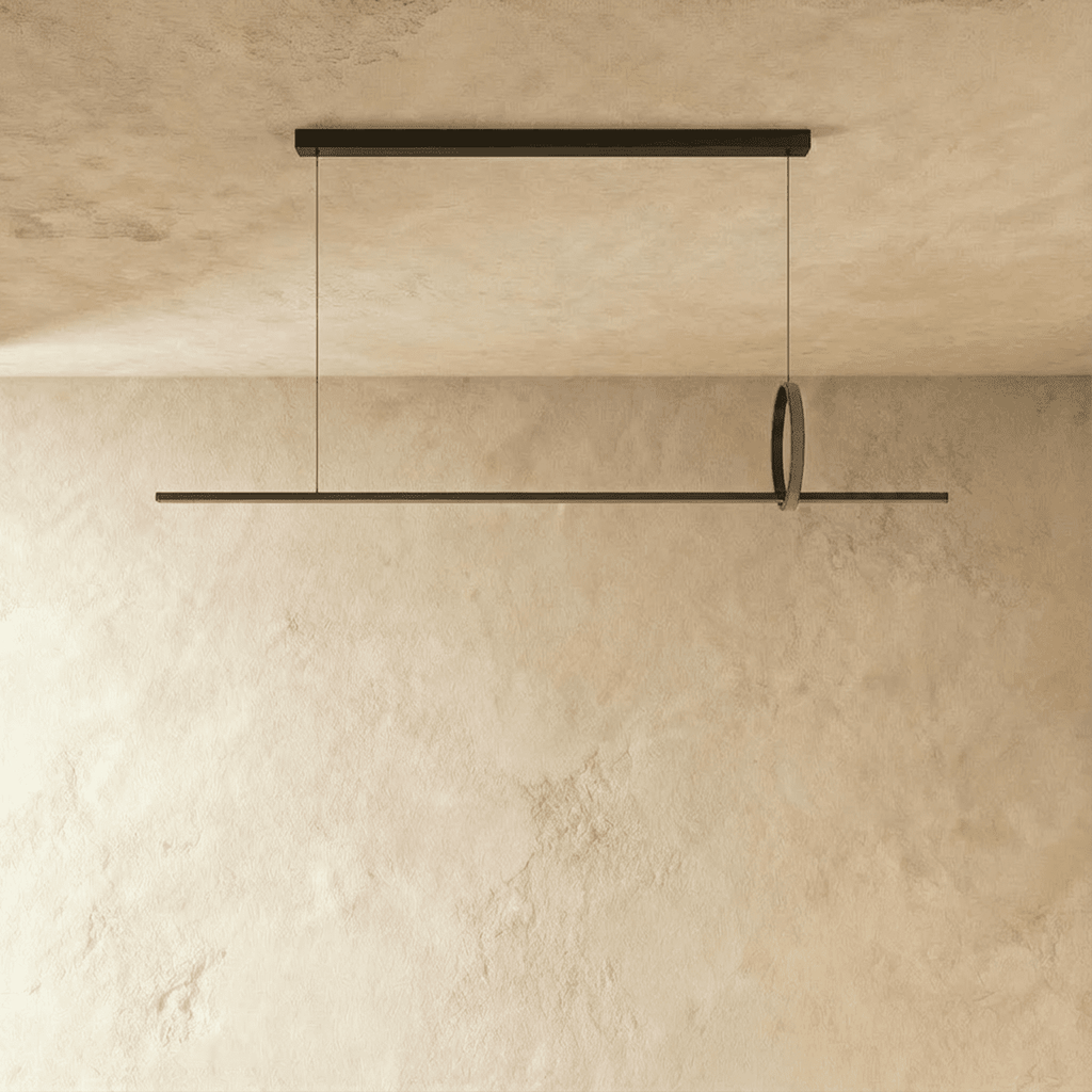Copper Frame Pendant Light With Circular Loop Suspension
