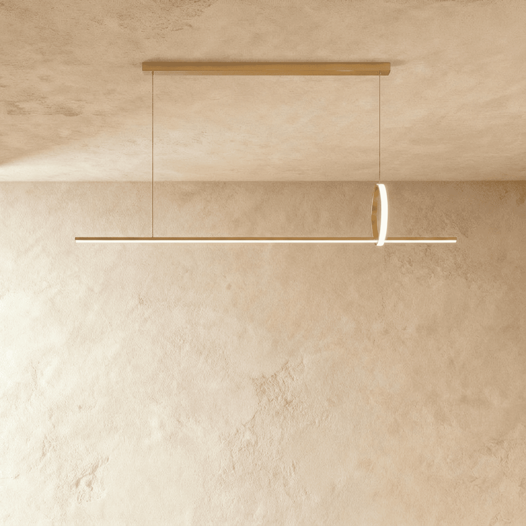 Copper Frame Pendant Light With Circular Loop Suspension