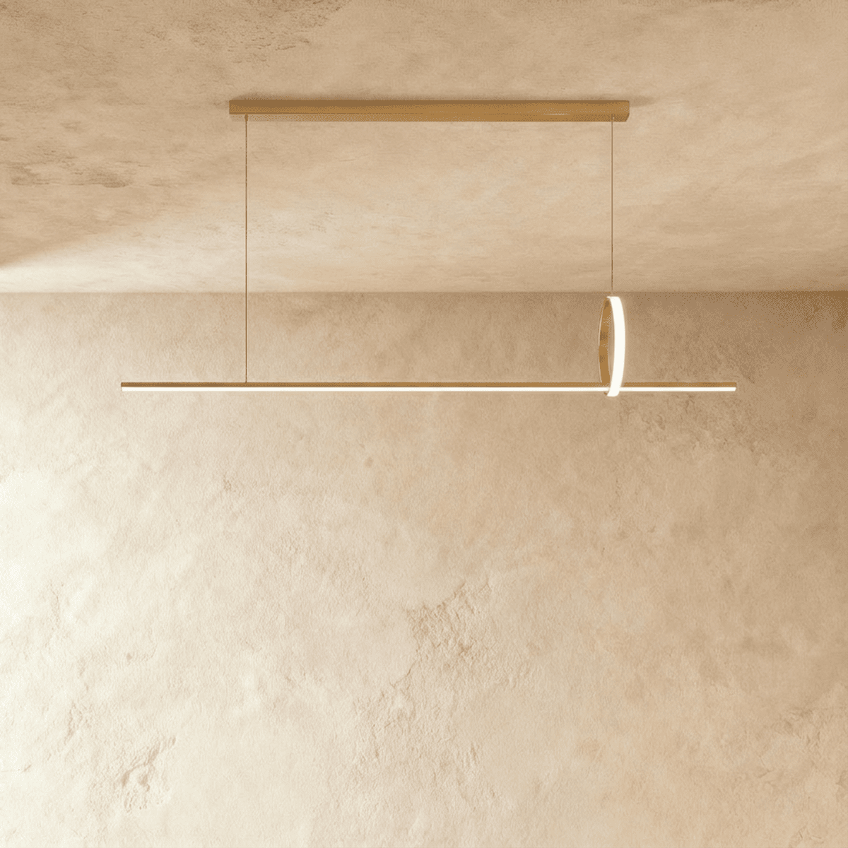 Copper Frame Pendant Light With Circular Loop Suspension