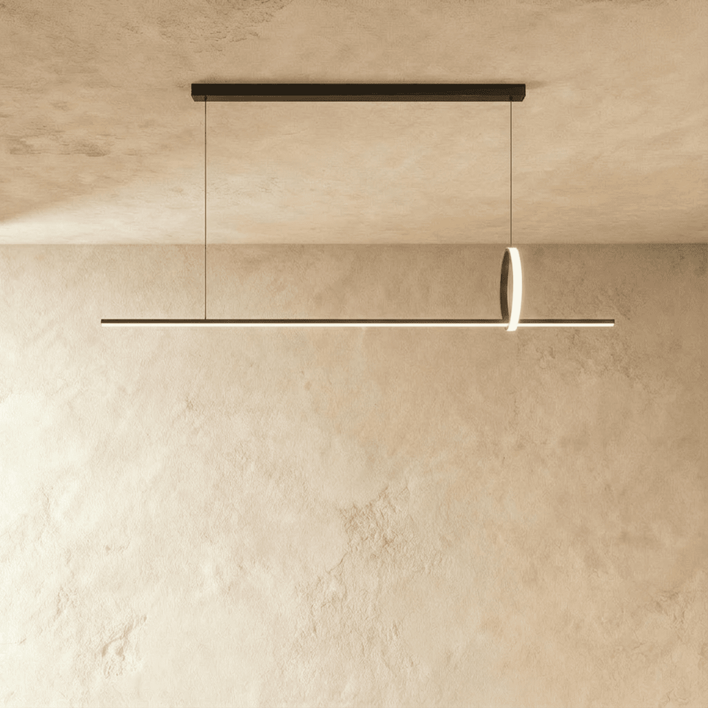 Copper Frame Pendant Light With Circular Loop Suspension