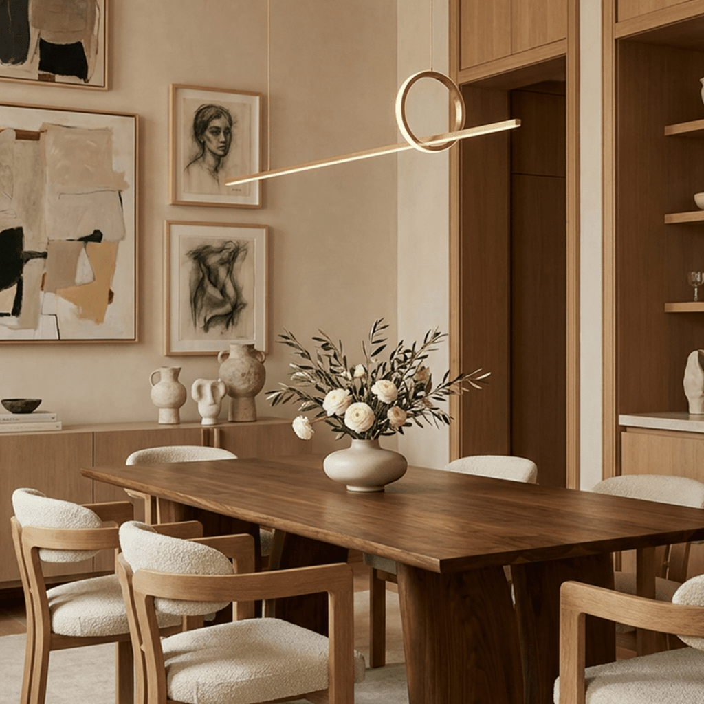 Copper Frame Pendant Light With Circular Loop Suspension