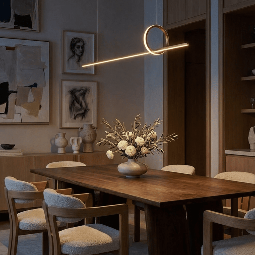 Copper Frame Pendant Light With Circular Loop Suspension