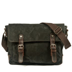 Waxed Canvas Crossbody Sling Bag With Leather Trim, Vintage Style