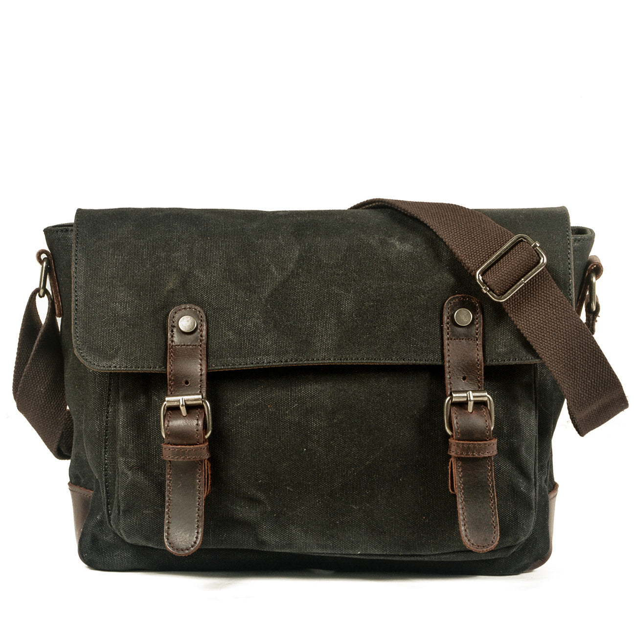 Waxed Canvas Crossbody Sling Bag With Leather Trim, Vintage Style
