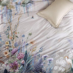 Parure de housse de couette, motif floral et oiseaux Aurelia, coton égyptien