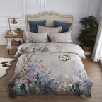 Parure de housse de couette, motif floral et oiseaux Aurelia, coton égyptien