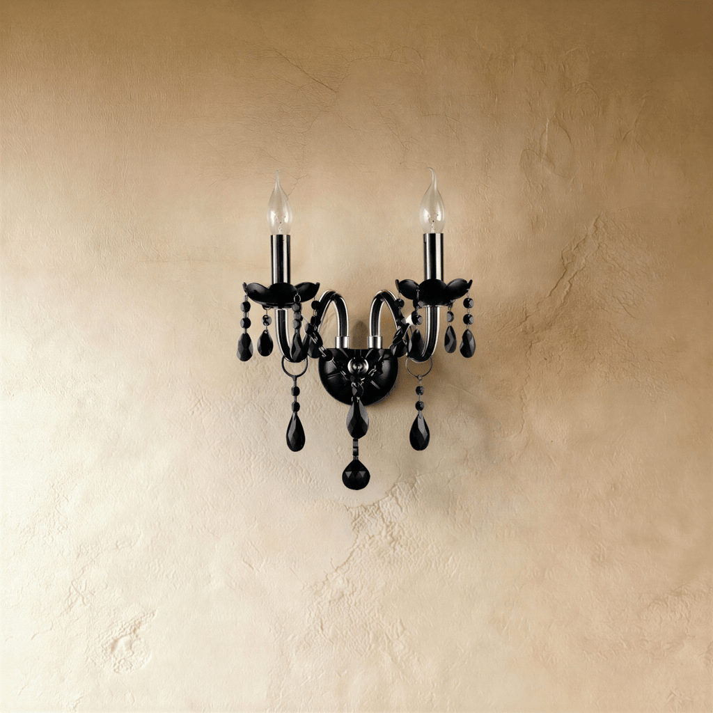 Midnight Cascade Crystal Chandelier With Black Crystal Drops And Metal Arms