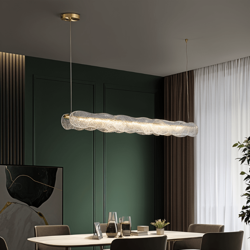Copper Ripple Glass Pendant Light With Warm Ambient Glow