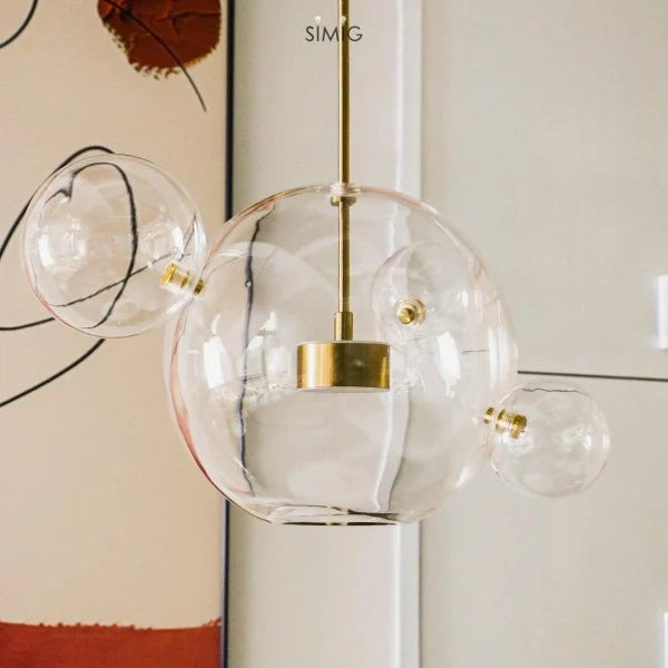Suspension OrbisGlow Moderne en Verre Sphérique, Plusieurs Tailles