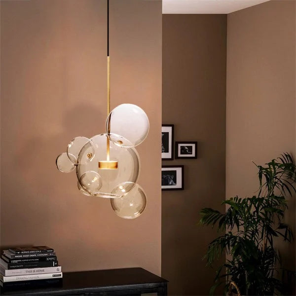Suspension OrbisGlow Moderne en Verre Sphérique, Plusieurs Tailles