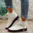 Elegante Jeans-Stiefeletten aus geprägtem Leder mit gepolstertem Komfort