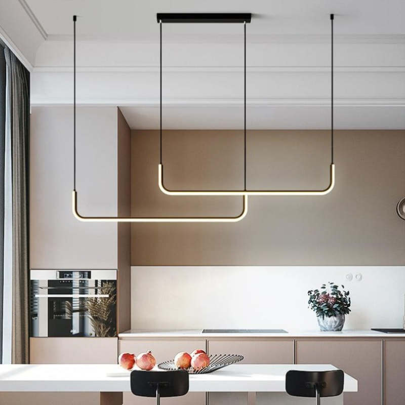 EdgeGlow pendellampe i metall og silikon, to LED-hoder, 90–150 cm