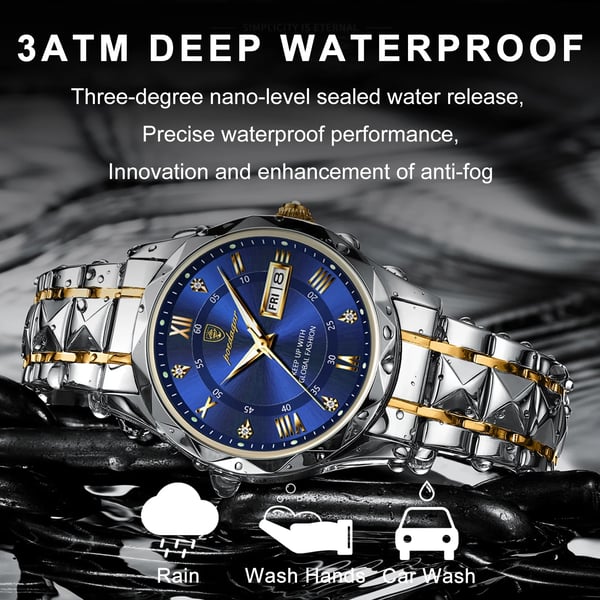 Diamond-Bezel Watch For Men, Maristel Waterproof With Glowing Dial