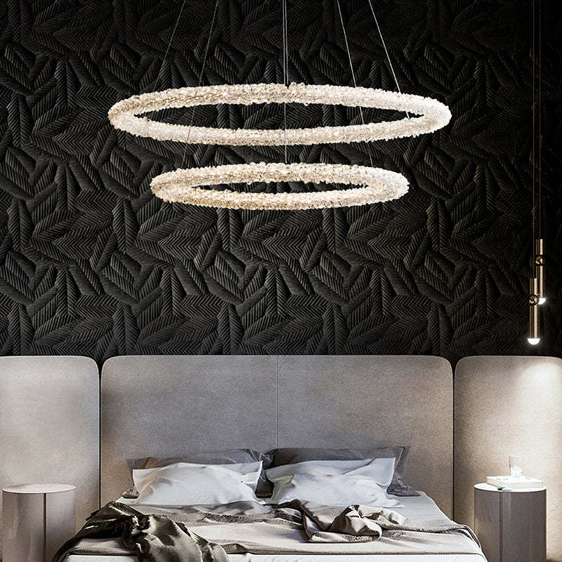 Kristy Art Deco Chandelier, Metal & Crystal, 1/2/3 Ring | Fioriscas