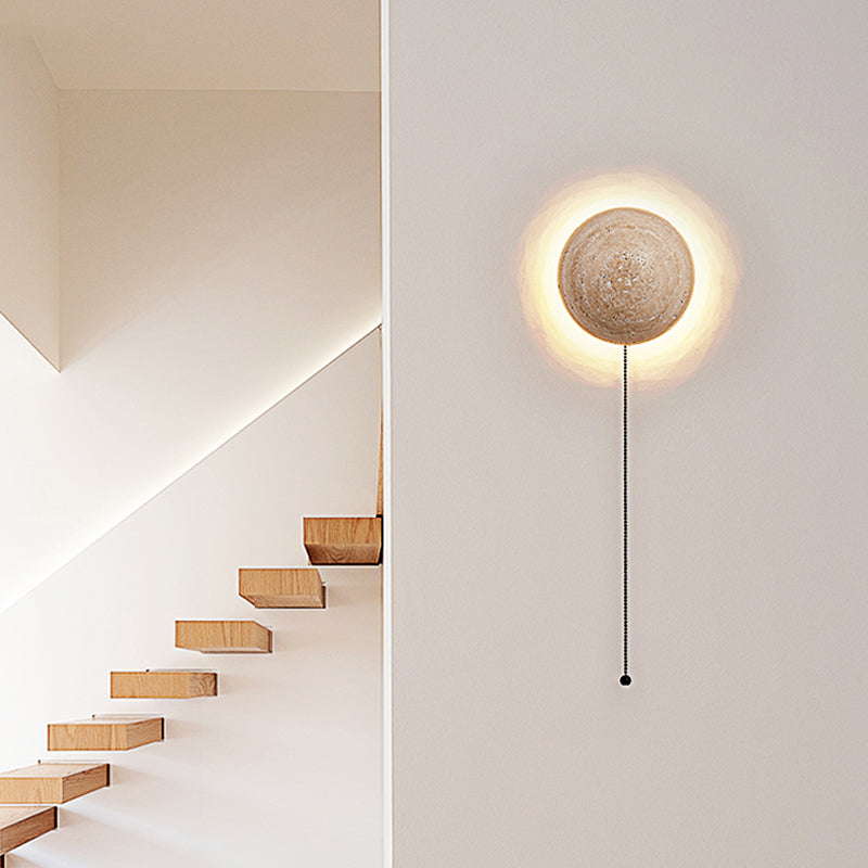 Asterra Travertine Wall Light, Cream Finish, Nordic Minimalist Style