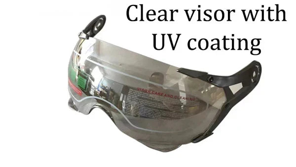 NovaStride Retro Open-Face Helmet with Bubble Visor Shield, ABS Shell