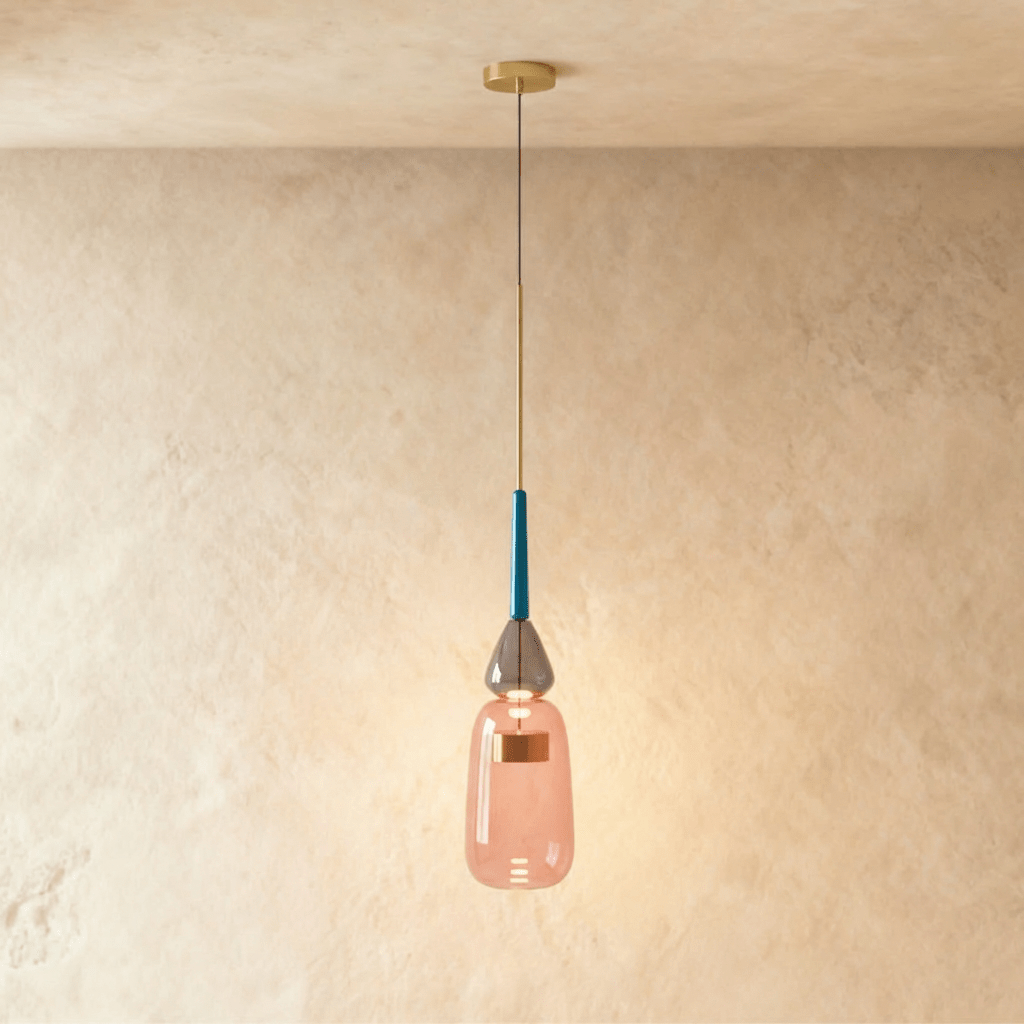 PrismAura Glass Pendant Light With Colorful Stained Glass Shade