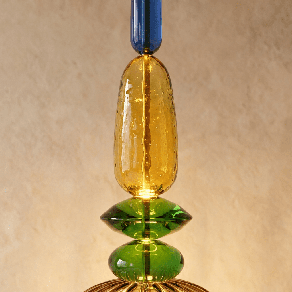 PrismAura Glass Pendant Light With Colorful Stained Glass Shade