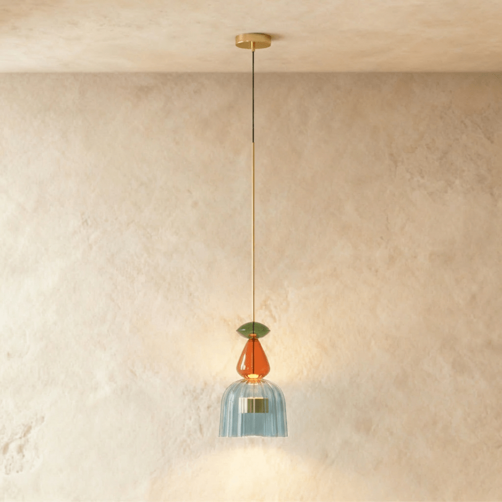 PrismAura Glass Pendant Light With Colorful Stained Glass Shade