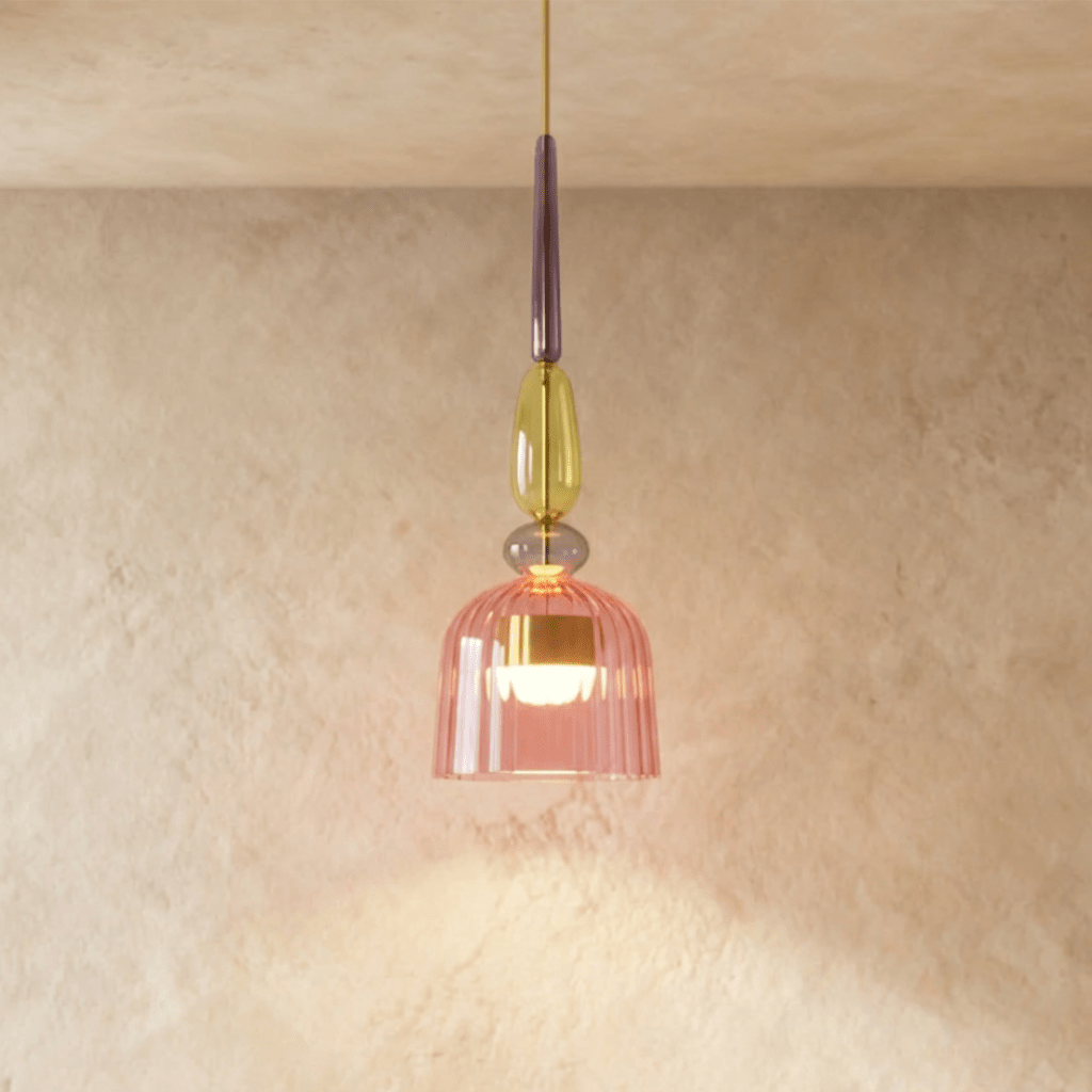 PrismAura Glass Pendant Light With Colorful Stained Glass Shade