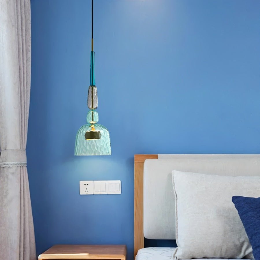 PrismAura Glass Pendant Light With Colorful Stained Glass Shade