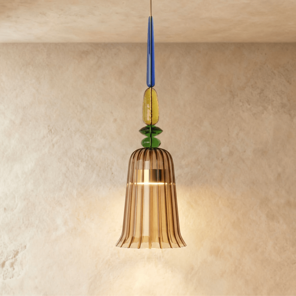 PrismAura Glass Pendant Light With Colorful Stained Glass Shade
