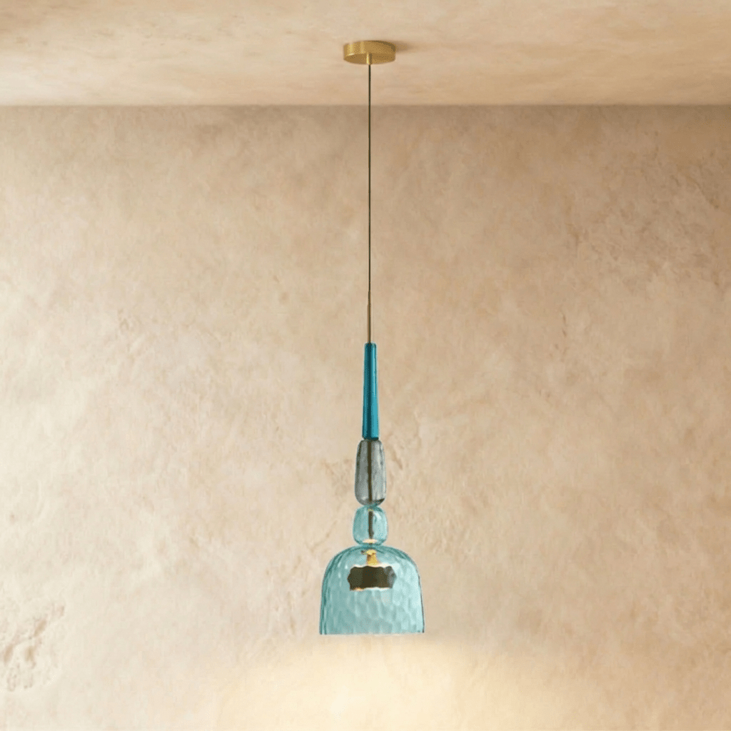 PrismAura Glass Pendant Light With Colorful Stained Glass Shade
