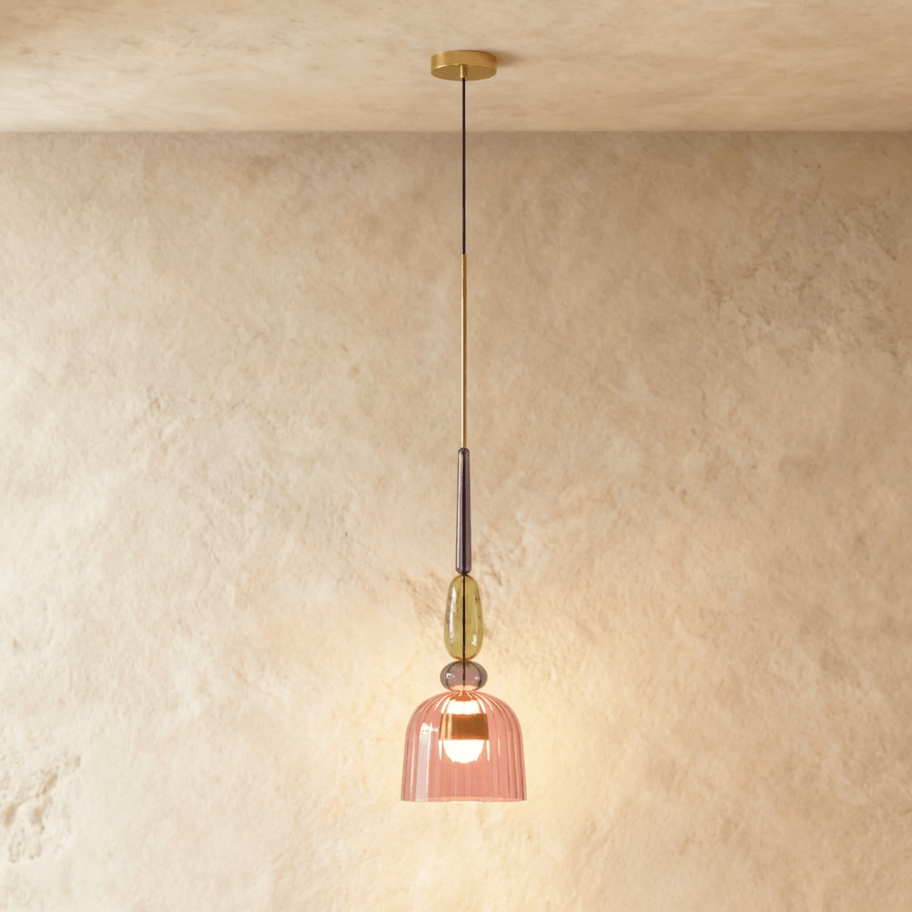 PrismAura Glass Pendant Light With Colorful Stained Glass Shade