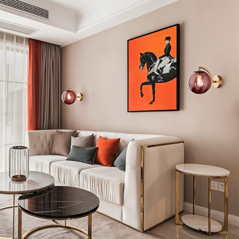 Aurelia Glass Orb Wall Lamp With Colorful Glass Shade Sconce