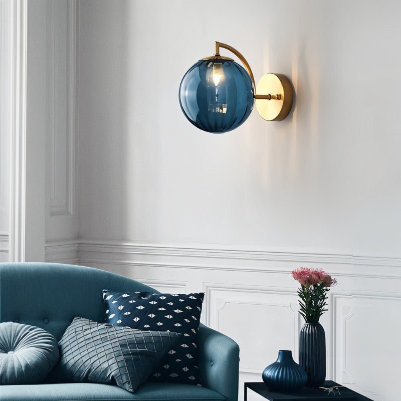 Aurelia Glass Orb Wall Lamp With Colorful Glass Shade Sconce