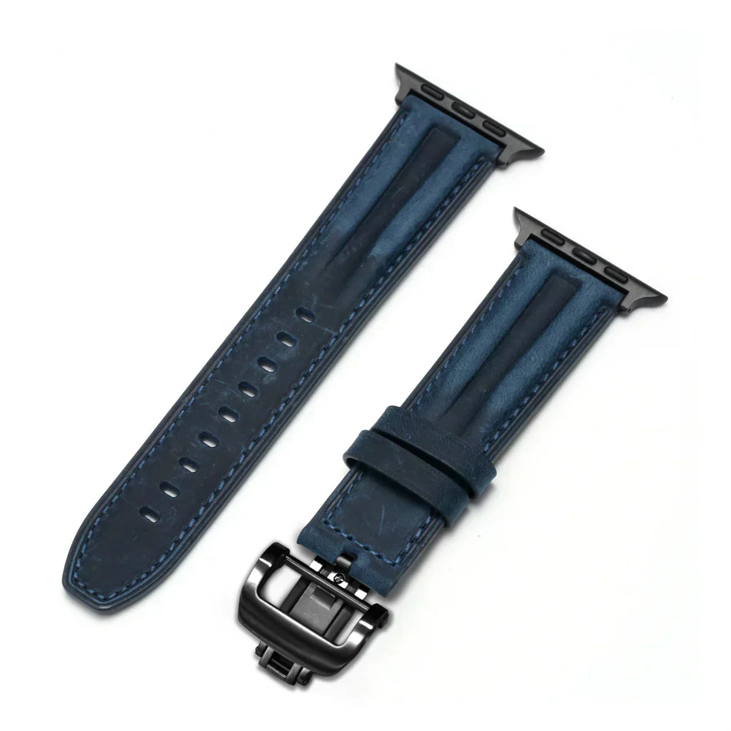 רצועת שעון עור מחורצת Marvelle ל-Apple Watch, אבזם פרפר